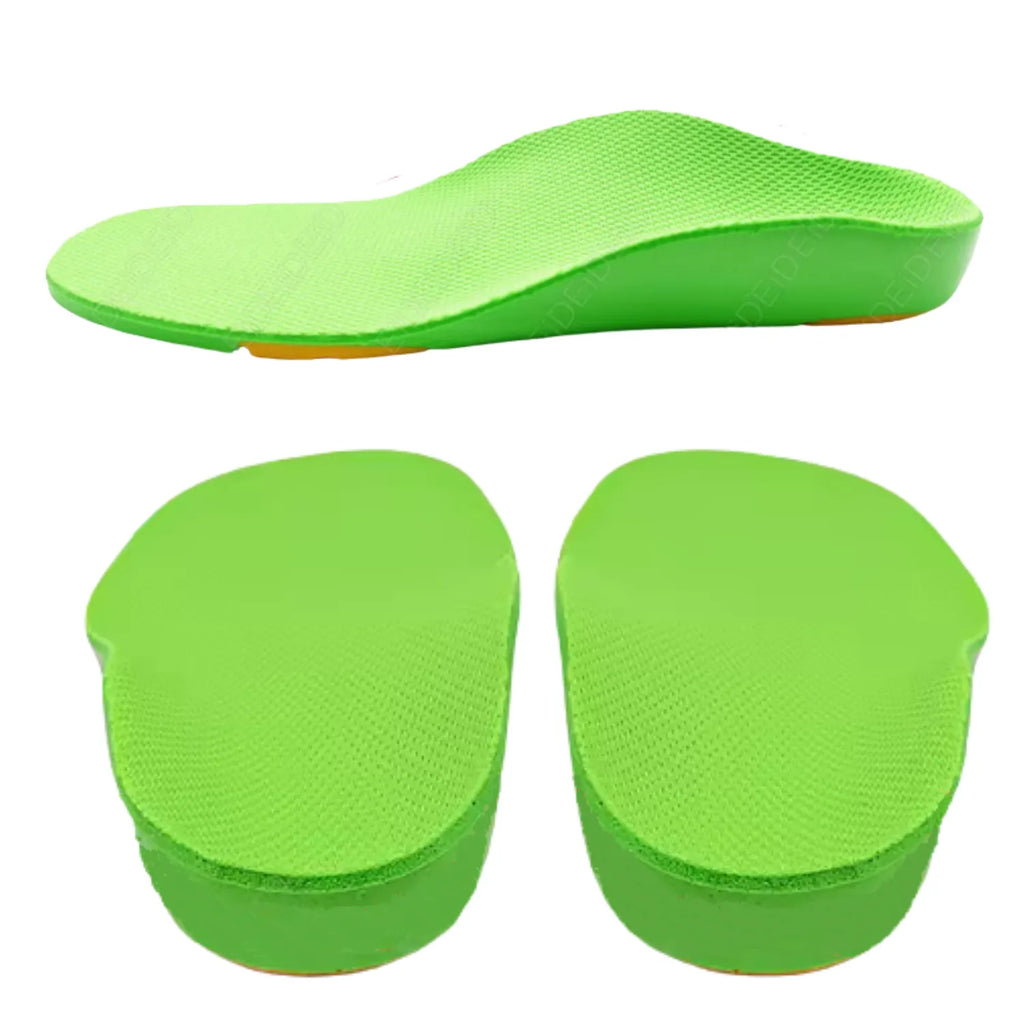 Palmilha Infantil Corretiva O/X Arco Médio Verde | Suporte Flexível