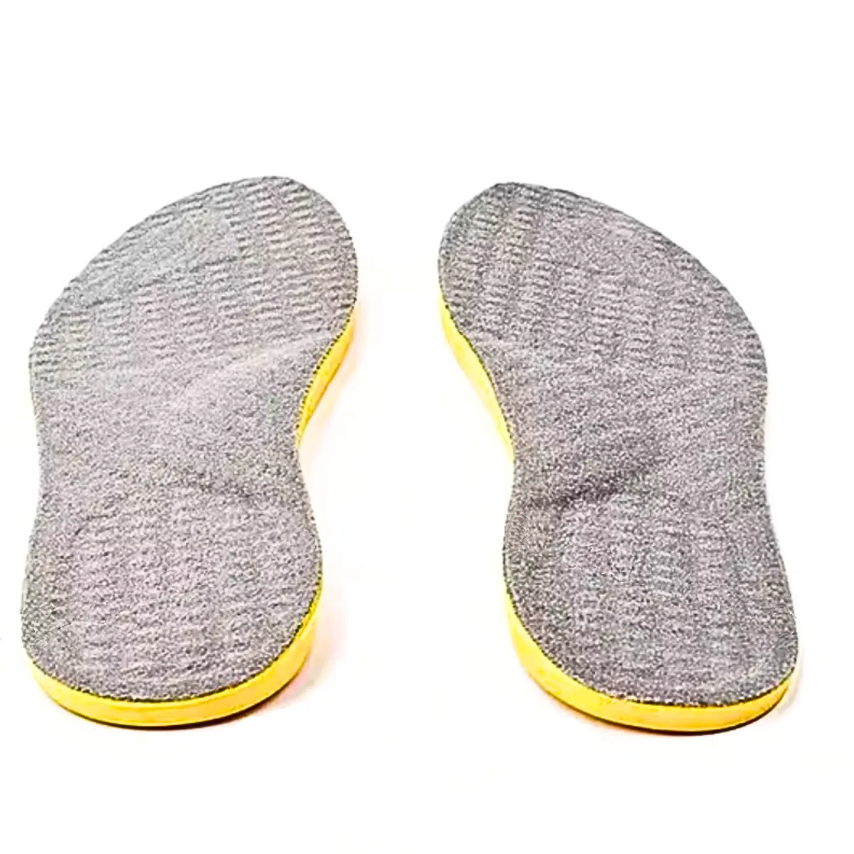 Par de palmilhas ortopédicas X cinza com suporte de arco X elevado, ideal para correção e conforto de pés chatos e planos, pisada pronada, Universo Vigor Saúde