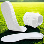 Palmilha ortopédica X esportiva branca, para pés chatos, planos, pisada pronada, com design flexível e amortecimento, ideal para atividades físicas e conforto ao ar livre Universo Vigor Saúde