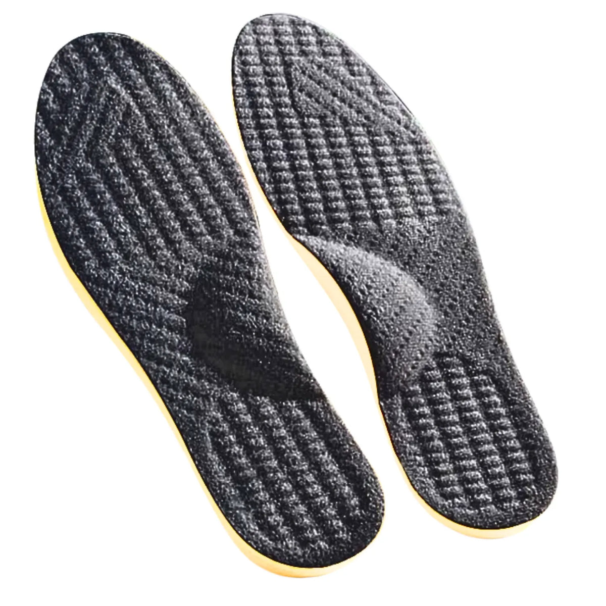 Par de palmilhas ortopédicas X, para pés chatos, planos, pisada pronada, pretas com suporte de arco anatômico para correção de pés chatos e planos Universo Vigor Saúde